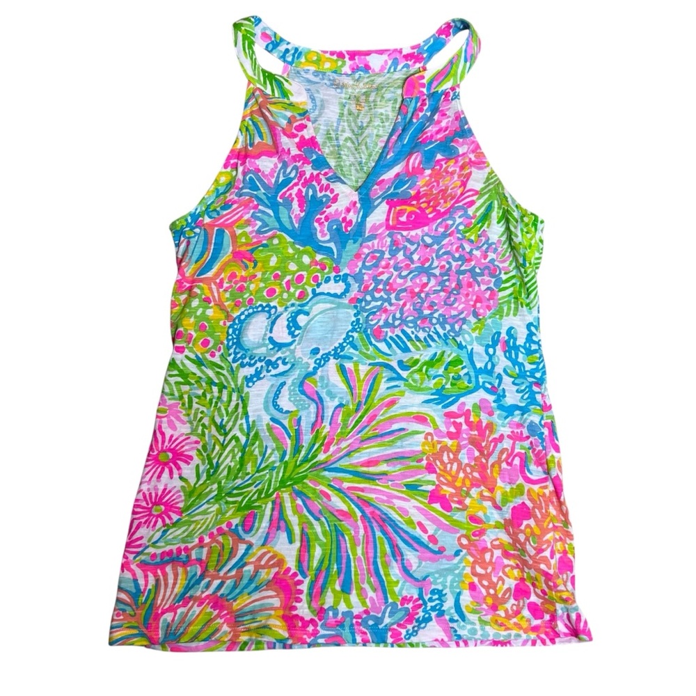 Lilly Pulitzer Arya Tank Top in Multi Lovers Coral Size S